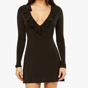 We Wore What Ruffle V Neck Mini Dress